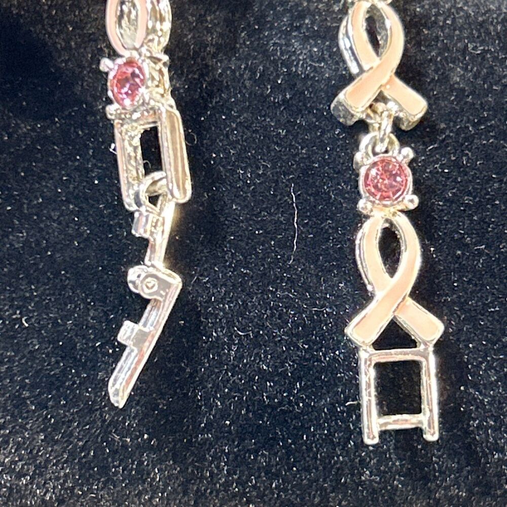 Avon 2010 Breast Cancer Crusade Tennis Bracelet Light Pink Rhinestone Lot Of 2 - Picture 4 of 4